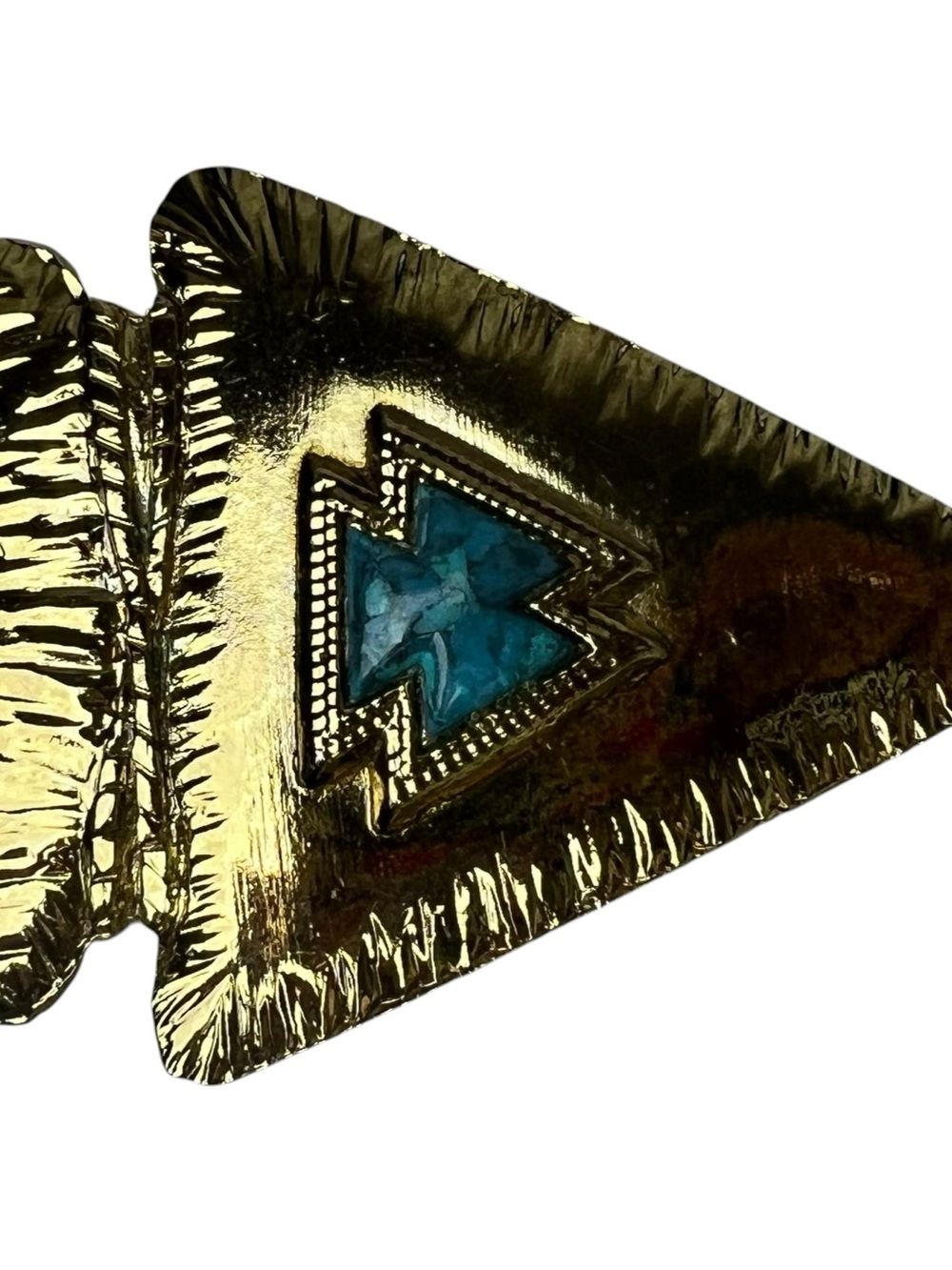 Vintage 80’s Gold Tone Faux Turquoise Native Arrowhead Women’s Belt Buckle